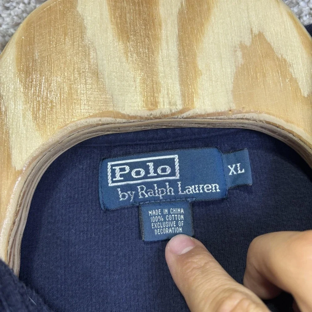 Polo By Ralph Lauren Sweater Mens XL Blue Cotton Quarter Zip Mock Neck Pullover